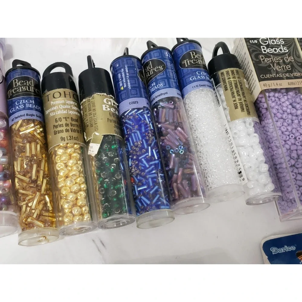 LARGE GLASS SEAD BEAD LOT Czech Japanese Blue Moon Craft Wire Jewelry cord - Picture 5 of 16